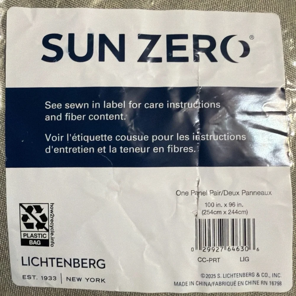 Sun Zero Fashion Blackout Courtains 100x96 pair - Designer Neutral Modern Style